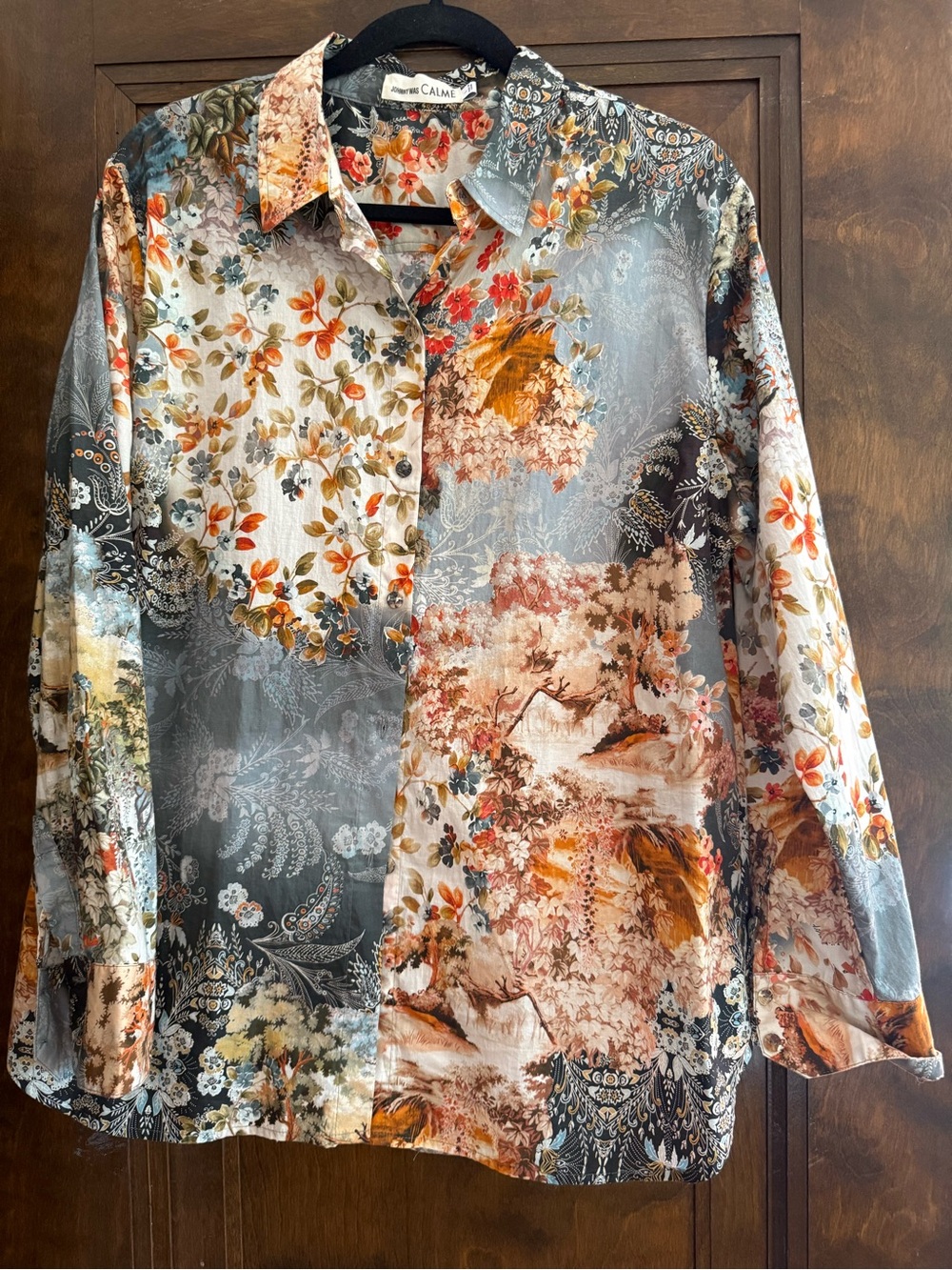Johnny Was Floral Calm Long-Sleeve Button Down Blouse Multicolor